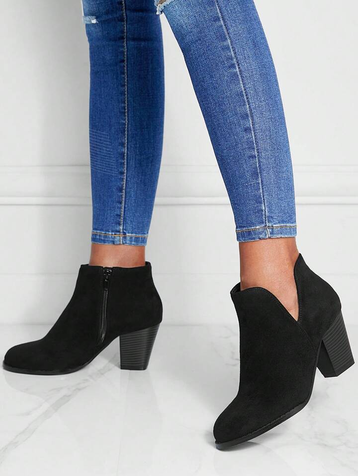 Women's Pointed Suede-Effect Ankle Boot - Versatile Everyday Style