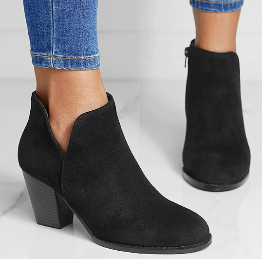 Women's Pointed Suede-Effect Ankle Boot - Versatile Everyday Style
