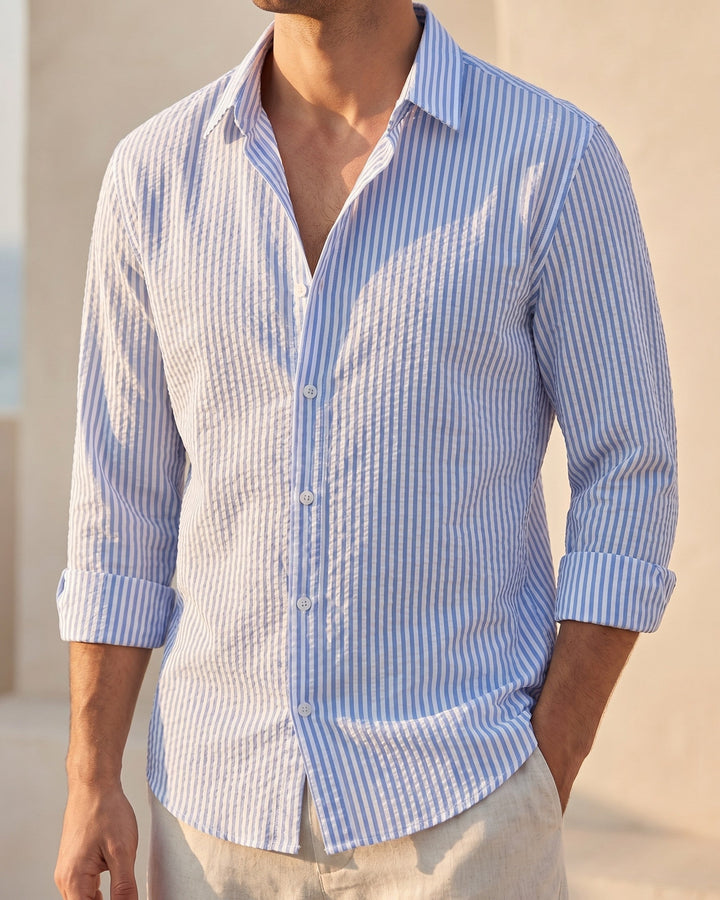 Men's Seersucker Shirt – Lightweight Short-Sleeve Summer Shirt