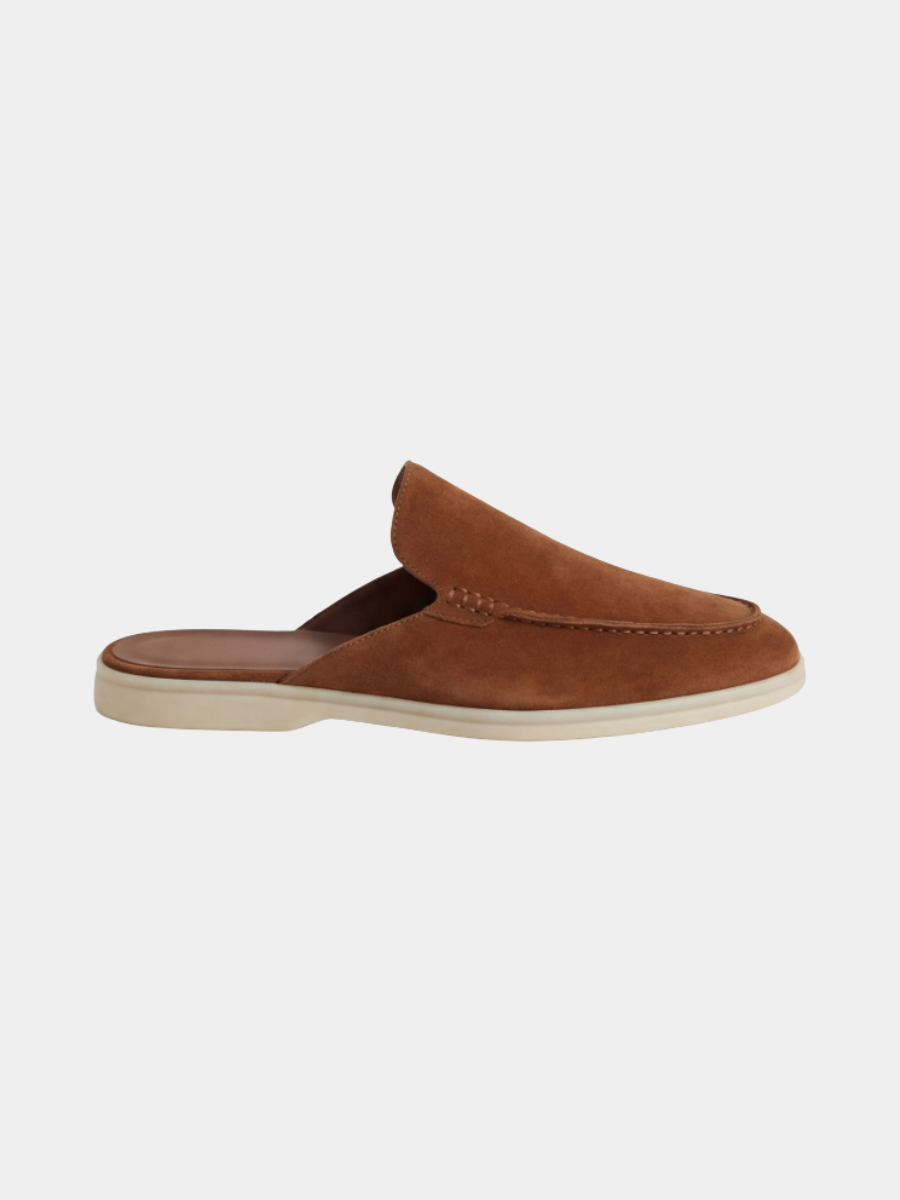 Men's Leather Slip-On Mules – Yacht Loafers – Maroon