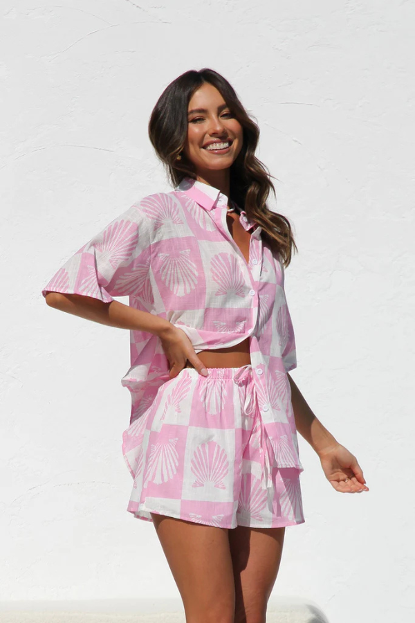 Women's Brielle Printed Shirt and Short Set - Breezy Summer Style