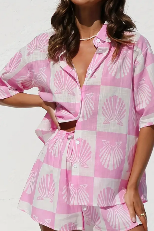 Women's Brielle Printed Shirt and Short Set - Breezy Summer Style