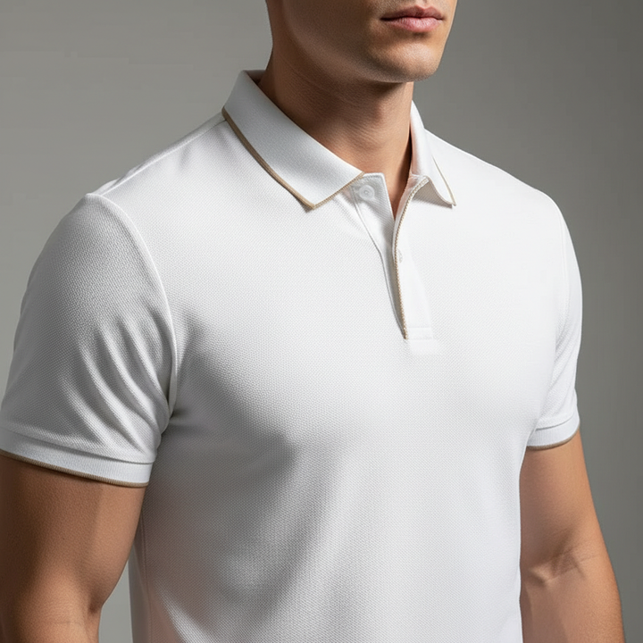 Men's Textured Knit Polo Shirt – Breathable Stretch Performance Polo