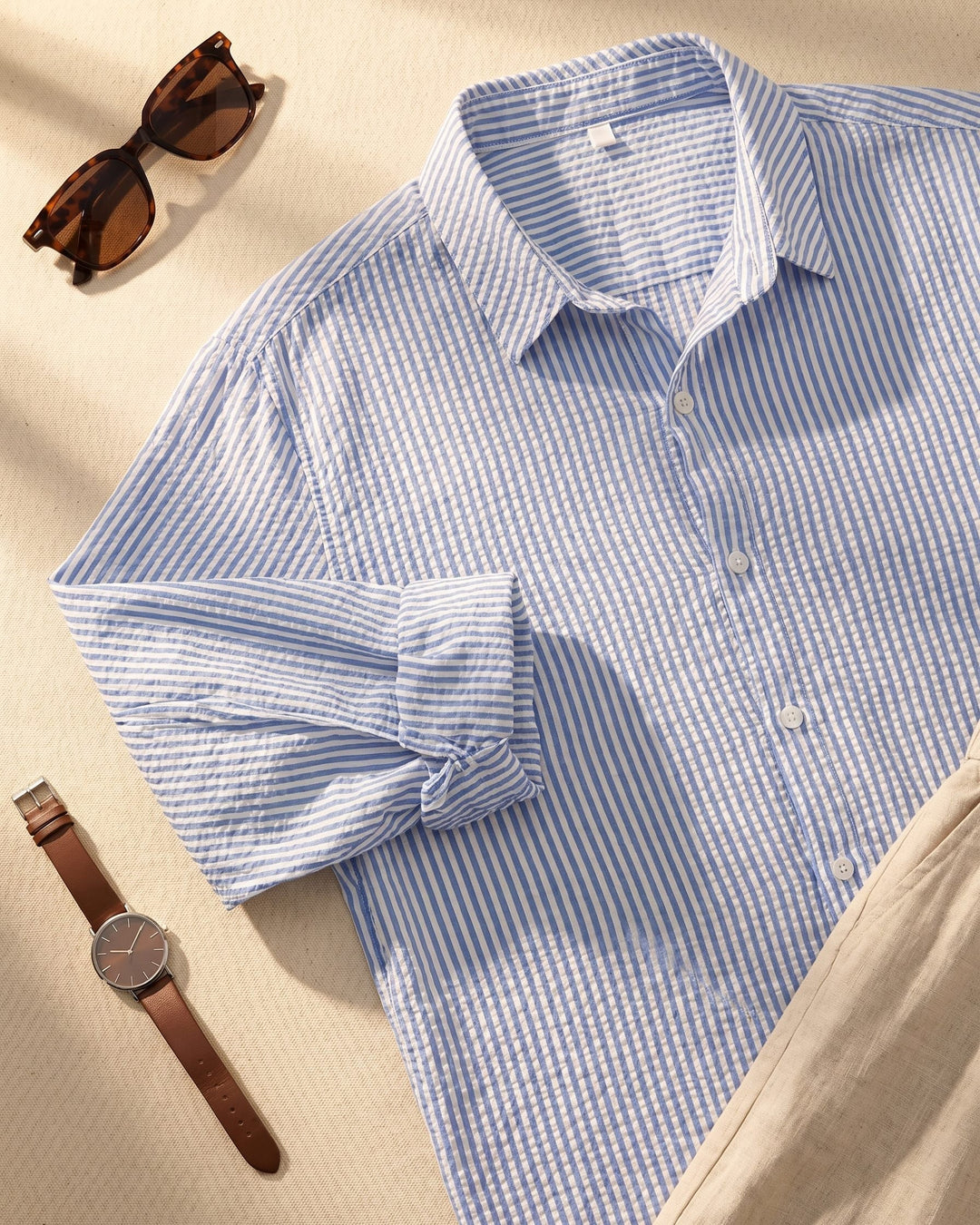 Men's Seersucker Shirt – Lightweight Short-Sleeve Summer Shirt
