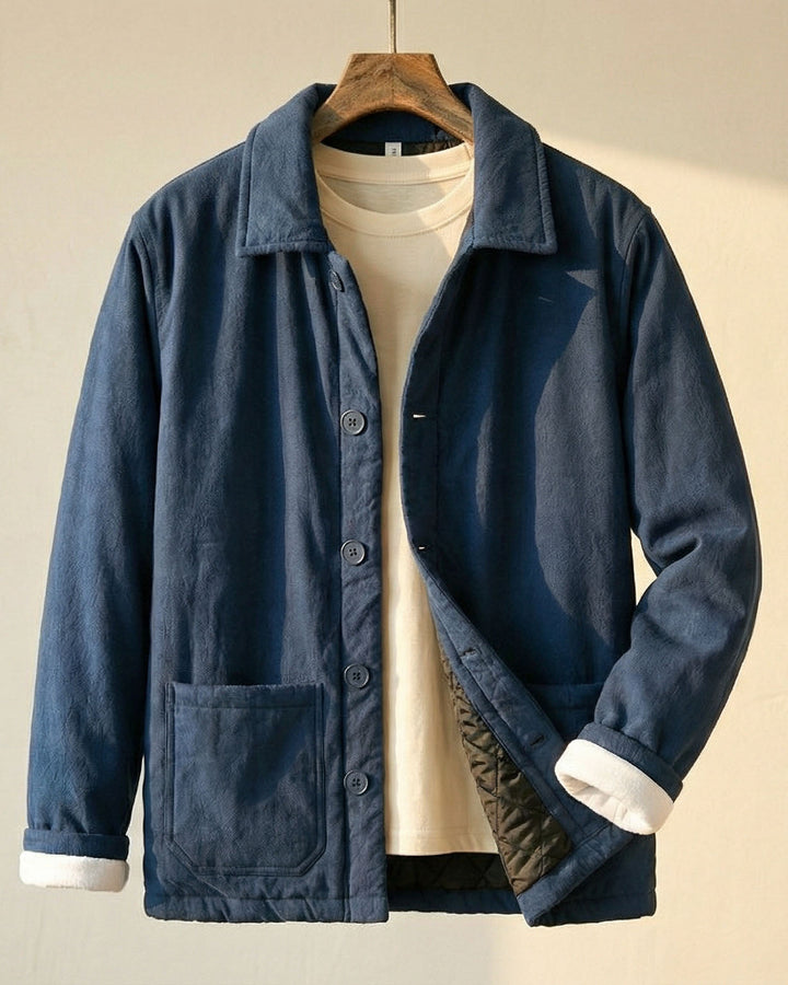 Men's Cotton Quilted Jacket – Insulated Button-Front Layer