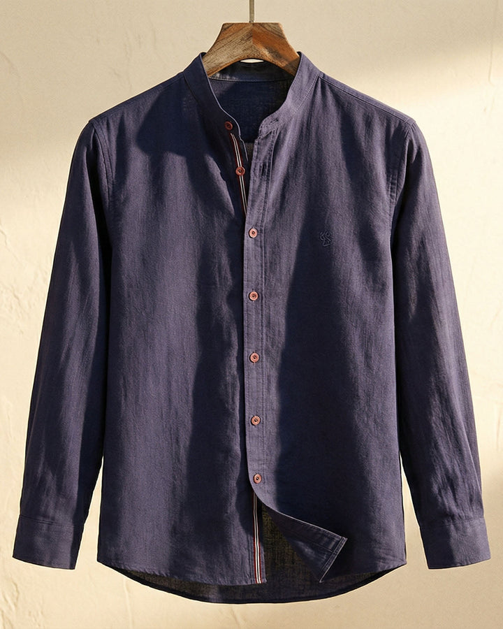 Men's Cotton Band Collar Shirt – Grandad Collar Casual Shirt