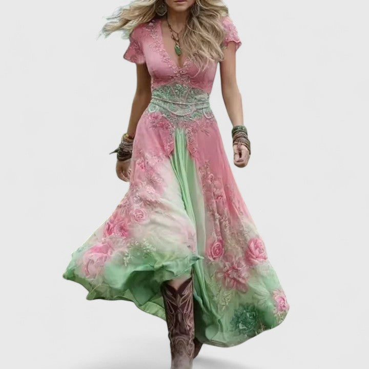 Women's Floral Embroidery Sophisticated Dress - for Every Occasion