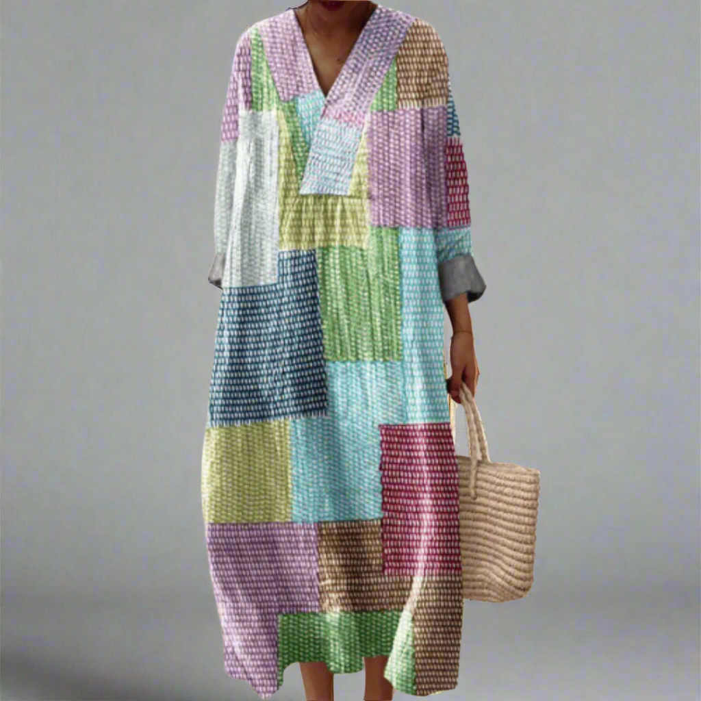 Women's Geometric Print Flow Dress - Effortless Summer Comfort