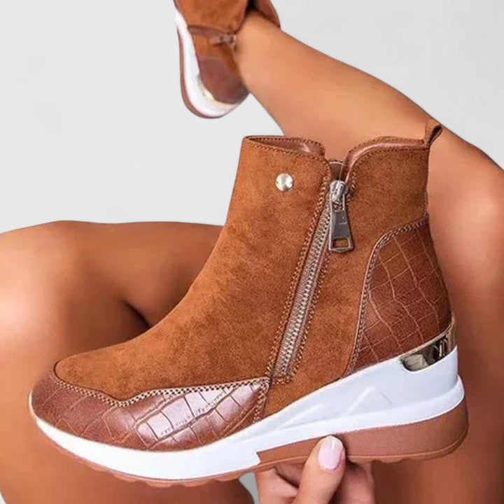 Women's Brooke Zip-Up Wedge Boots - Effortless All-Day Comfort