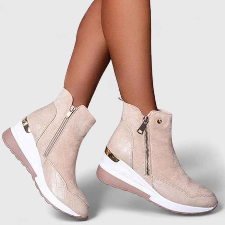 Women's Brooke Zip-Up Wedge Boots - Effortless All-Day Comfort