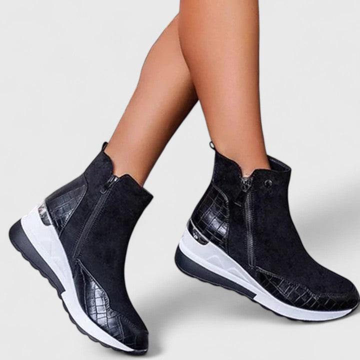 Women's Brooke Zip-Up Wedge Boots - Effortless All-Day Comfort