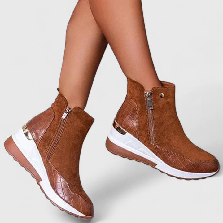 Women's Brooke Zip-Up Wedge Boots - Effortless All-Day Comfort