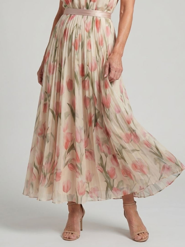 Women's Floral Halter Neck Midi Dress - Breezy Warm Weather Staple