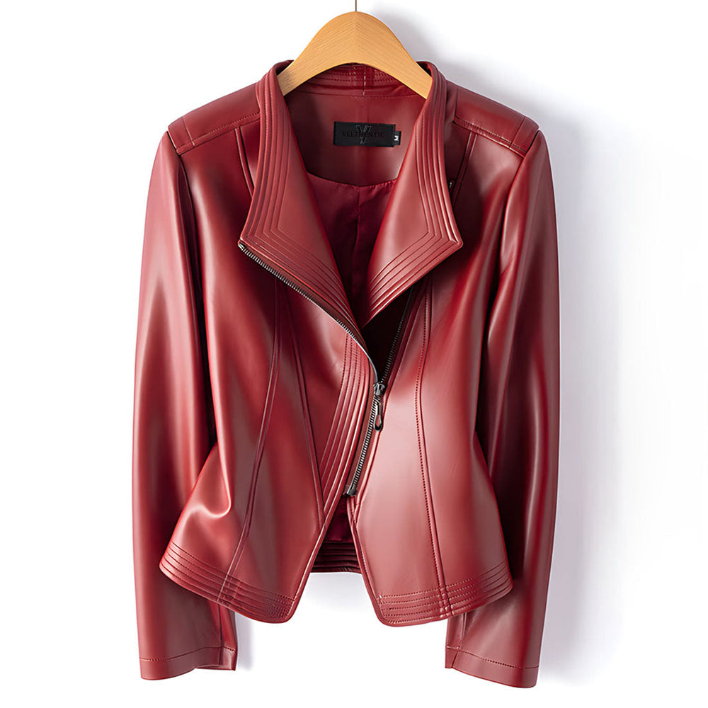 Women's Leather Moto Jacket – Asymmetric Zip Sheepskin Biker