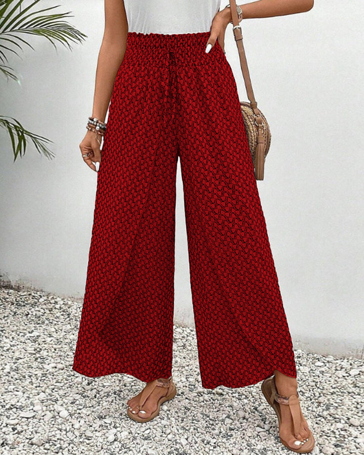 Women's Geometric Print Wide-Leg Trousers - Bold & Comfortable