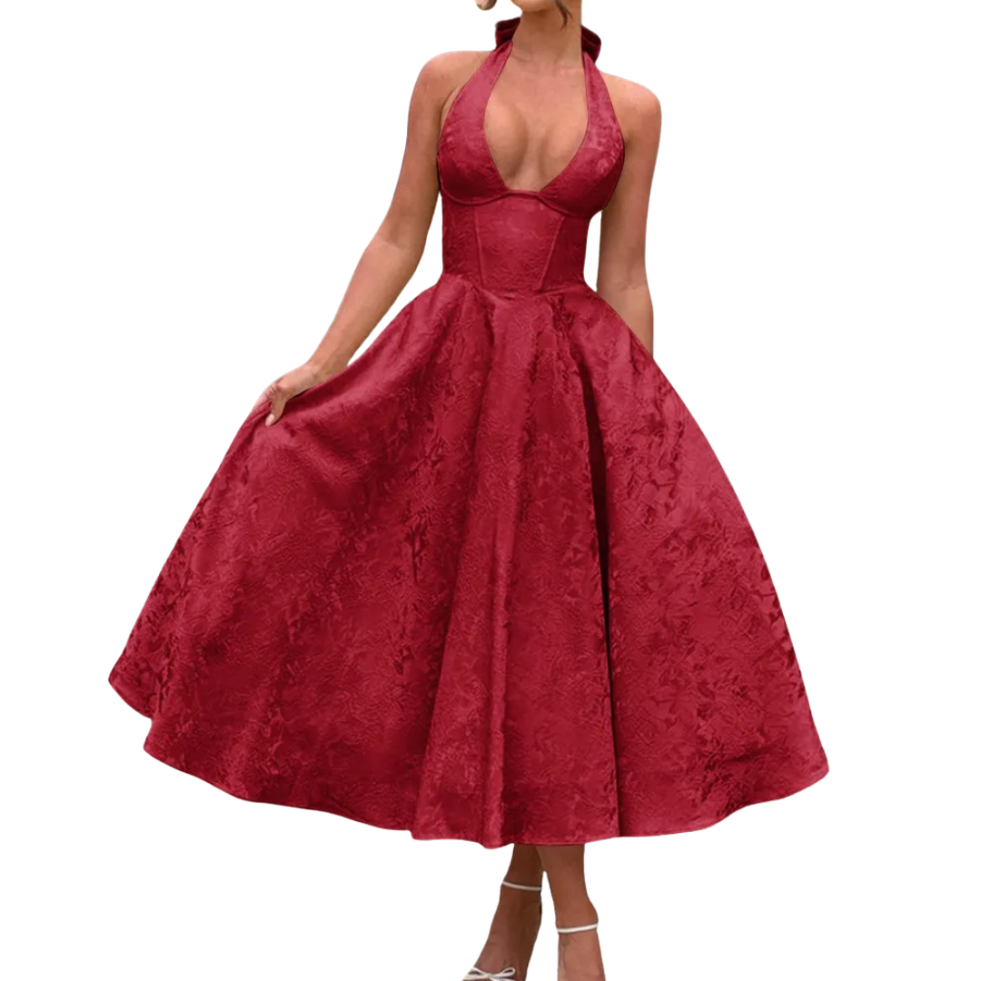 Women's VIOLAINE Embroidered Halter V-Neck Evening Dress