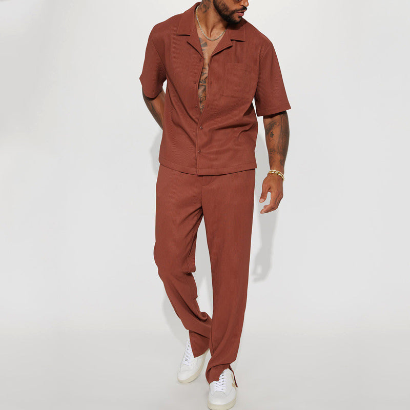 Men's Linen-Blend Shirt and Trousers Set – Summer Co-ord