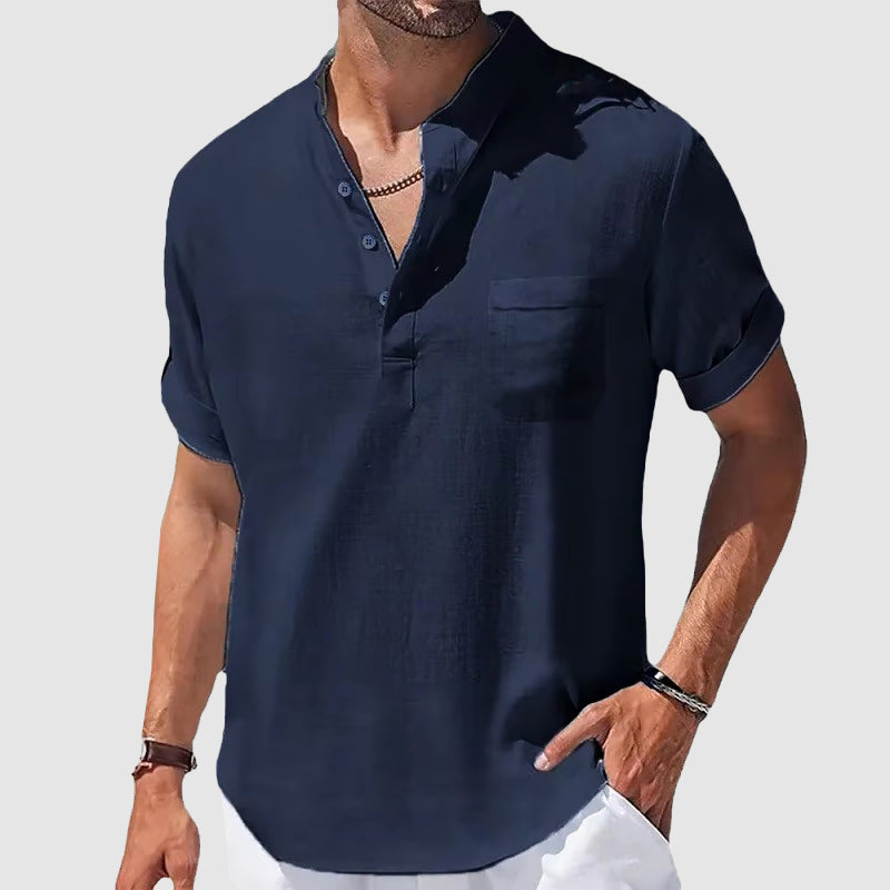 Men's Cotton Henley Shirt – Breathable Casual Summer Top