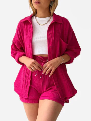Women's Cotton Two-Piece Set - Casual Comfort for Everyday