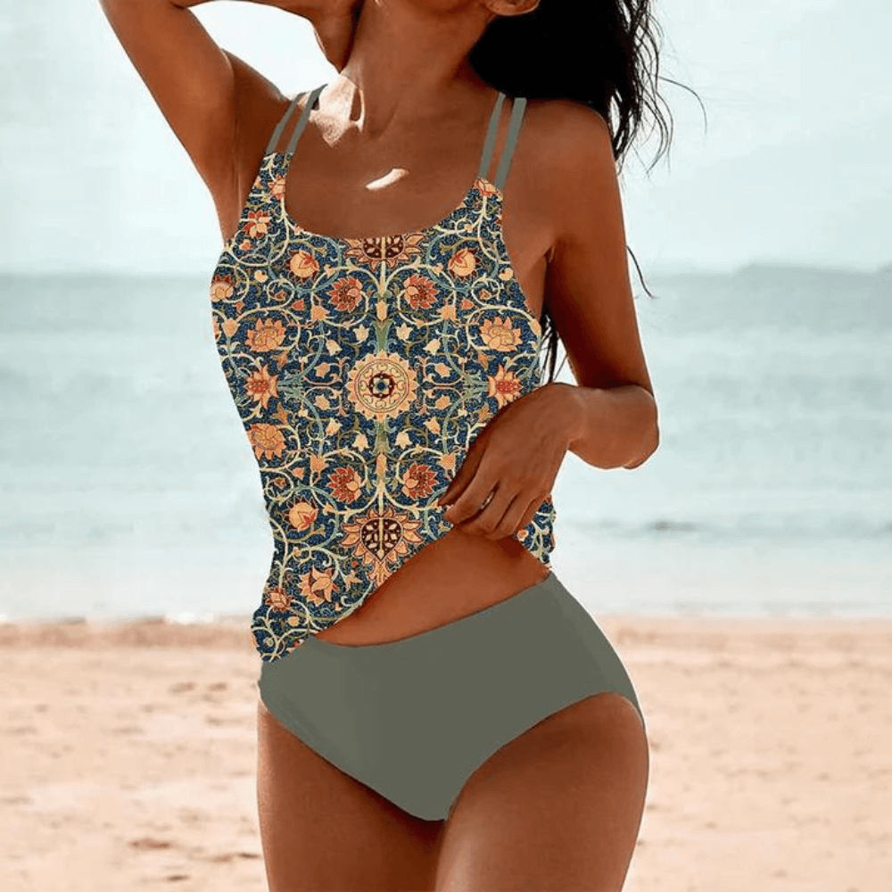 Women's Elegant Printed Swimsuit - Adjustable Support & Confident Fit