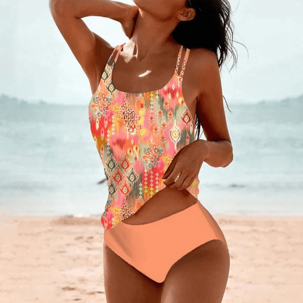 Women's Elegant Printed Swimsuit - Adjustable Support & Confident Fit