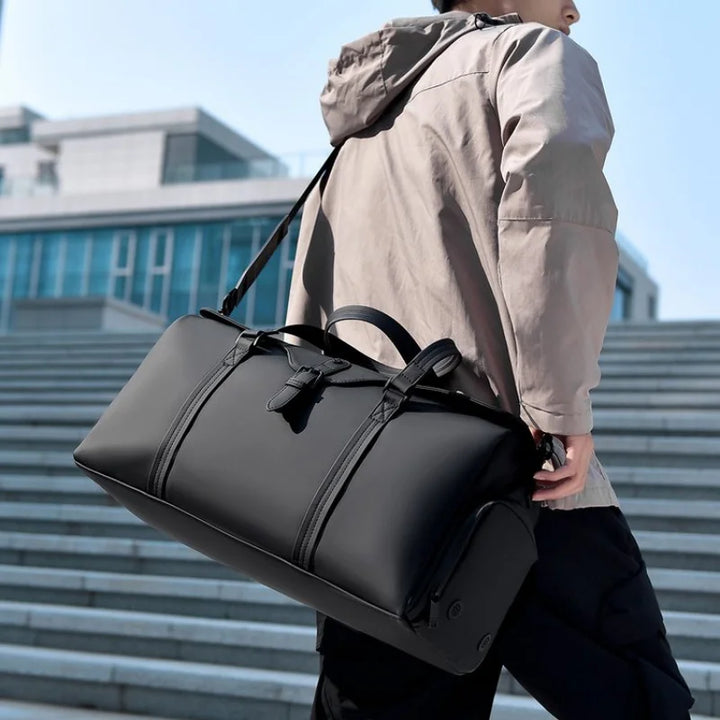 Men's Leather Trim Weekender Duffle - Travel Holdall Bag