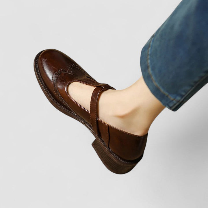 Women's Leather T-Strap Mary Jane Shoes - Classic & Comfortable