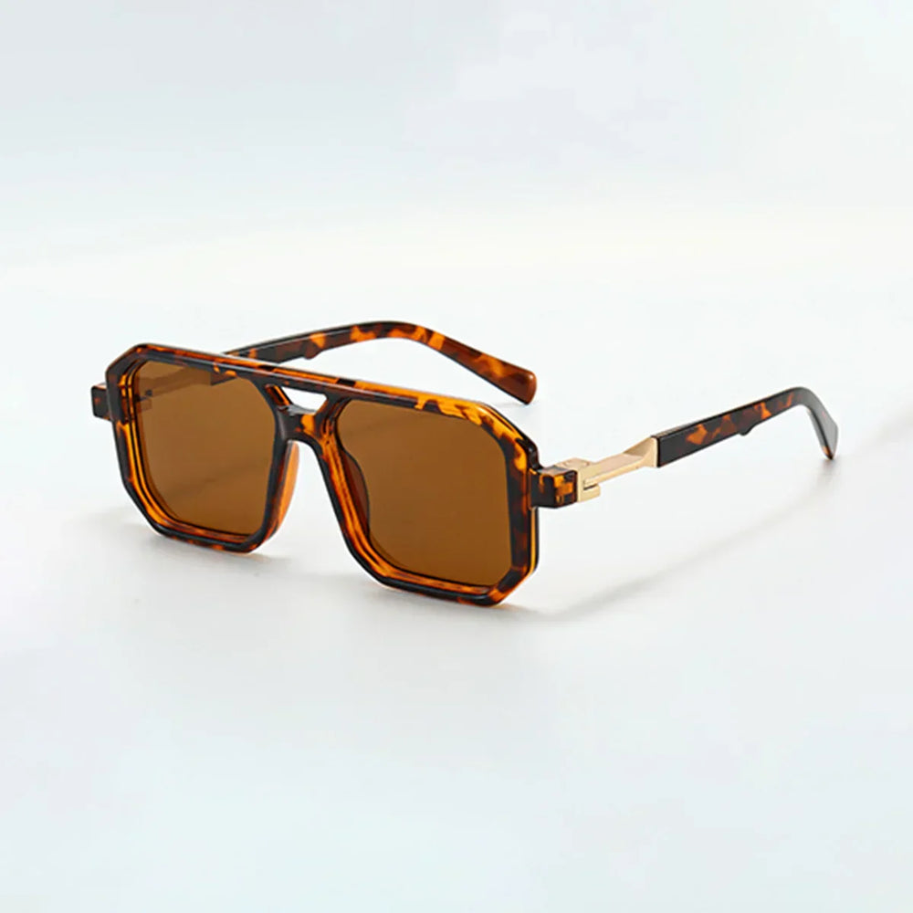 Men's Leopard Print Sunglasses – UV400 Lightweight Angular Frames
