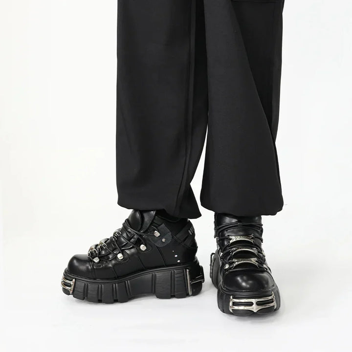 Women's Punk Ankle Boots - Edgy Platform with Lace-Up Detail