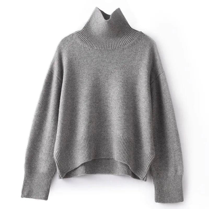 Women's Pure Cashmere Turtleneck Sweater - Cozy Elegance