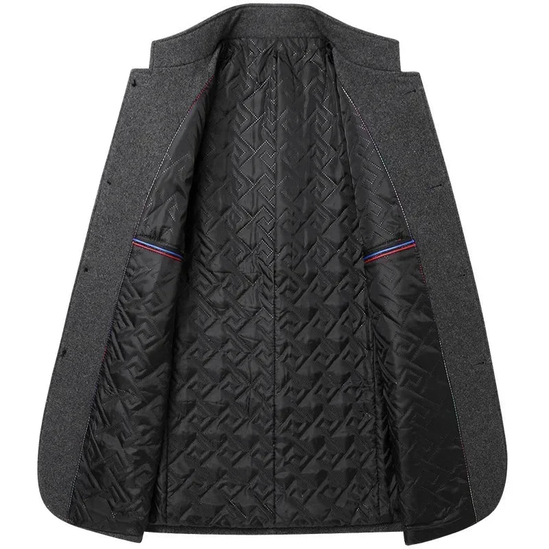 Men's Wool-Blend Overcoat – Quilted Warm Winter Coat