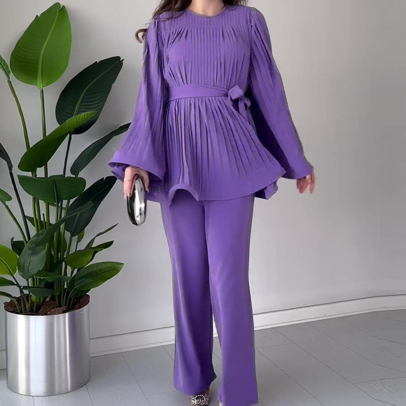 Women's Pleated Two-Piece Set - Effortless Elegance