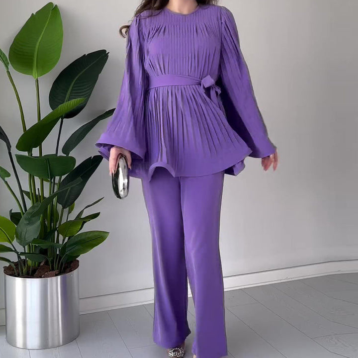 Women's Pleated Two-Piece Set - Effortless Elegance