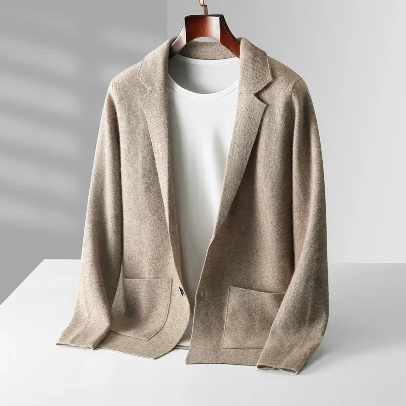 Men's 100% Cashmere Blazer Cardigan – Soft Tailored Layering