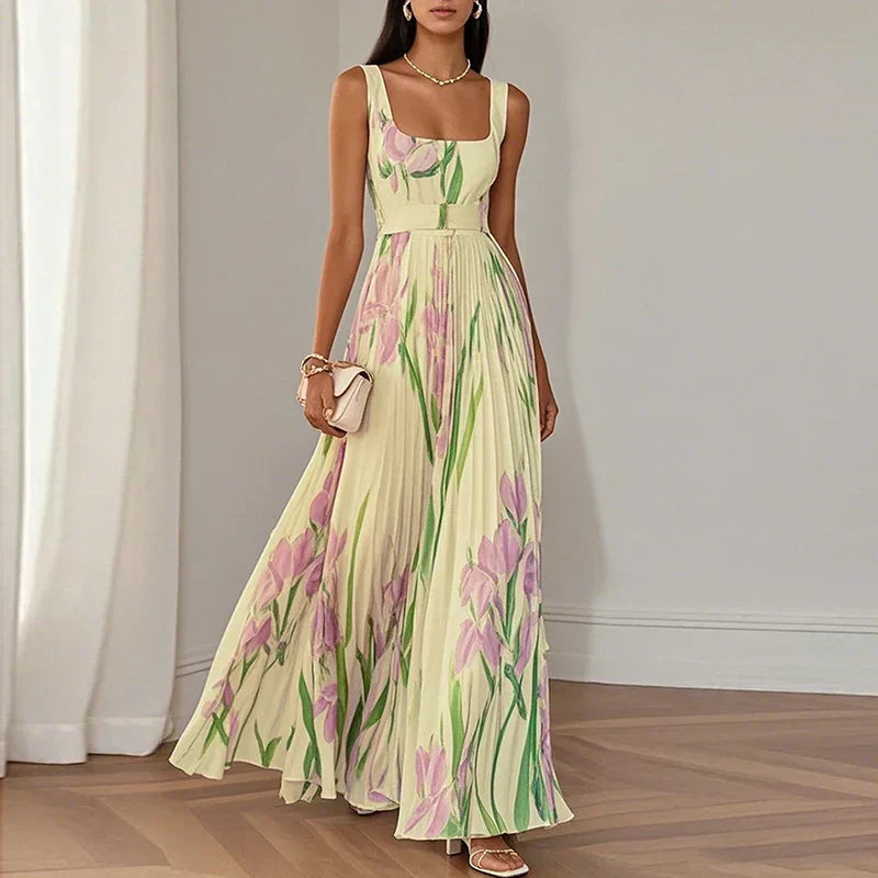 Women's Floral A-Line Maxi Dress - Spring Wedding Guest Favorite