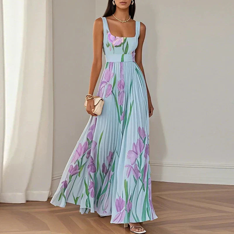 Women's Floral A-Line Maxi Dress - Spring Wedding Guest Favorite
