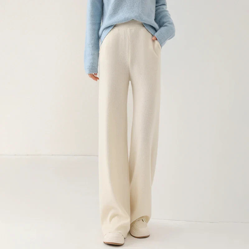 Women's Merino Wool Wide-Leg Trousers – High-Waisted Comfort