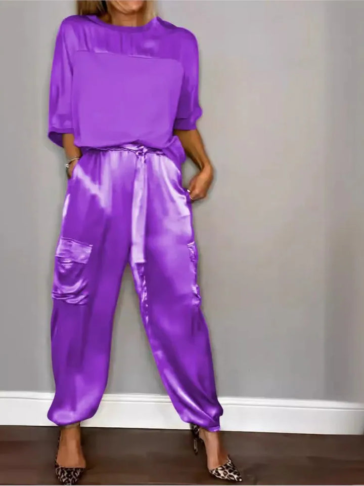 Women's Satin Utility Lounge Set - Effortless Luxury