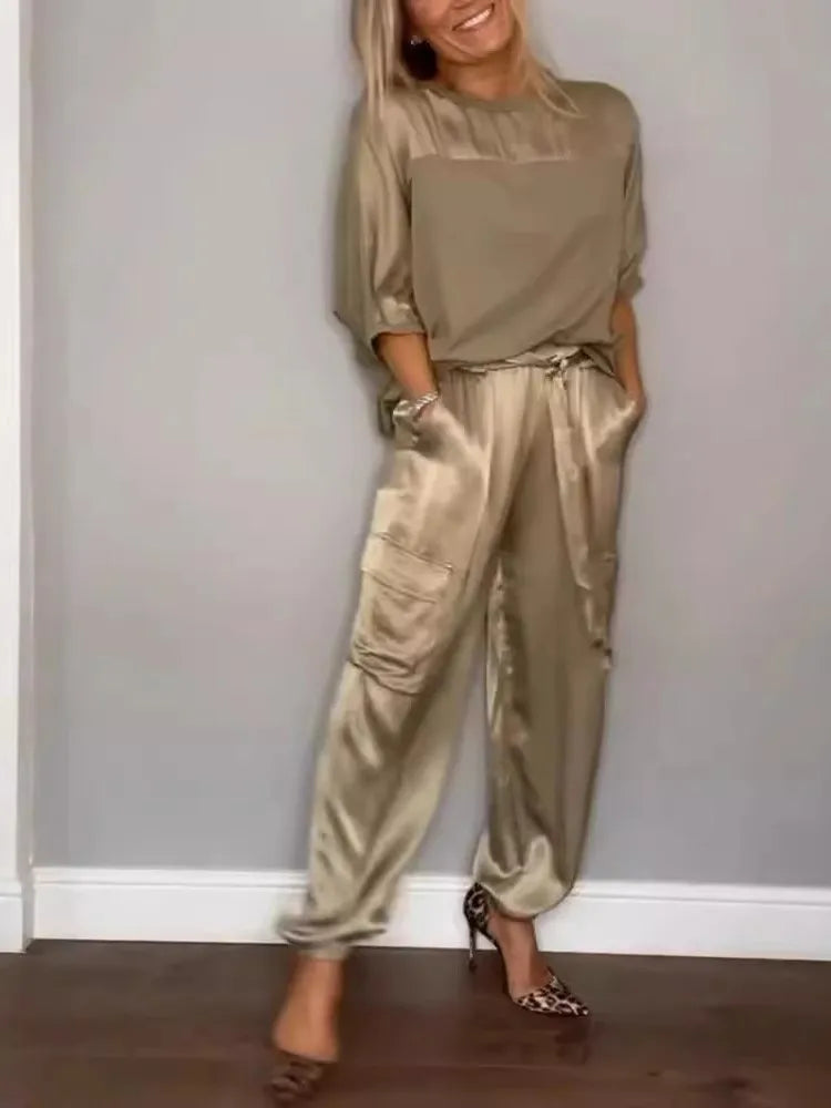 Women's Satin Utility Lounge Set - Effortless Luxury