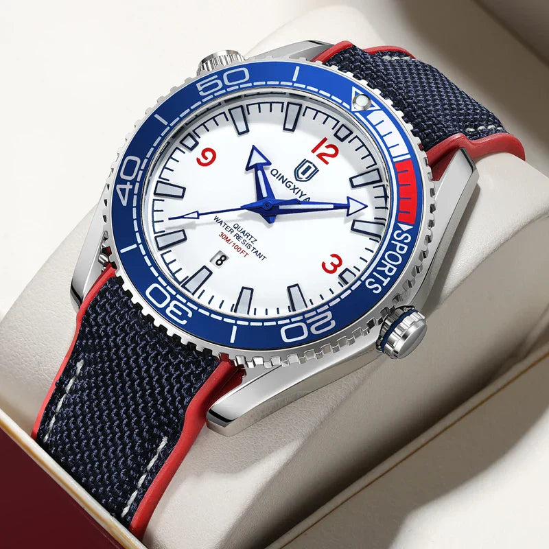 Men's Geneva Stainless Steel Watch – Quartz Sports Wristwatch