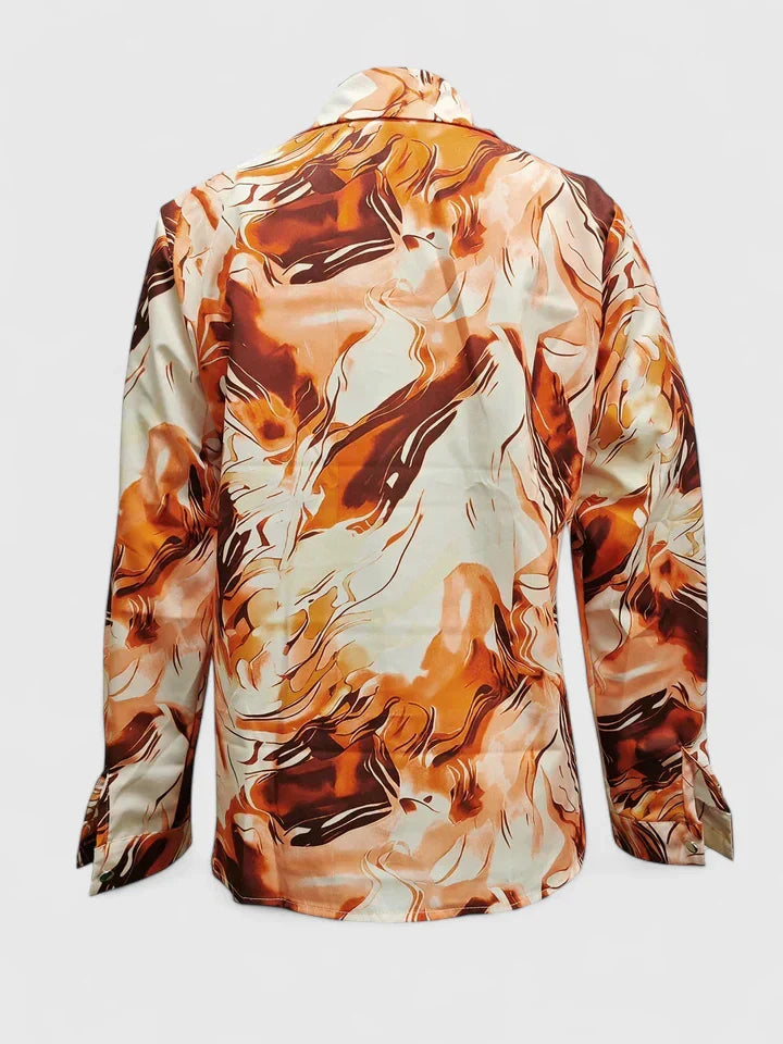 Women's Shaina Abstract Marble Button-Down Shirt - Elevate Your Style
