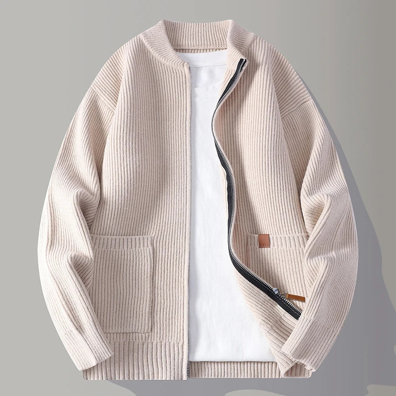 Men's Ribbed Knit Zip-Through Cardigan – Smart City Layering