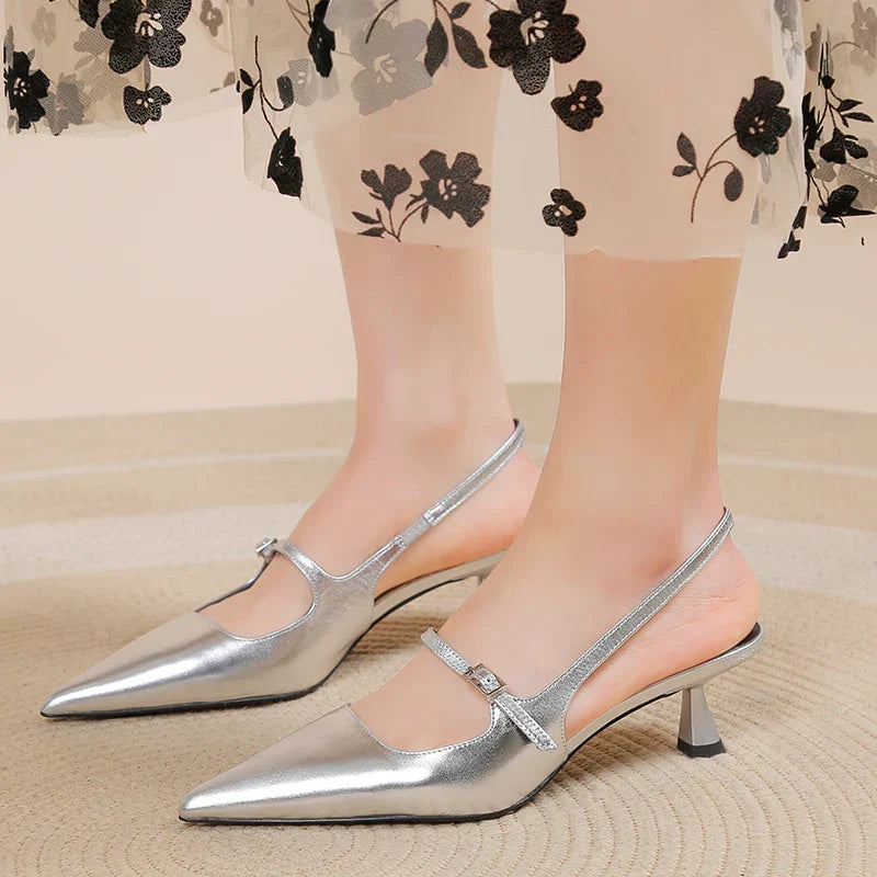 Women's Slingback Kitten Heels - Comfortable Elegance for All Day