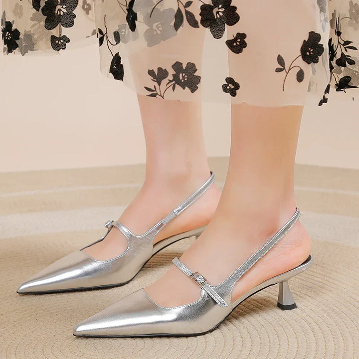 Women's Slingback Kitten Heels - Comfortable Elegance for All Day