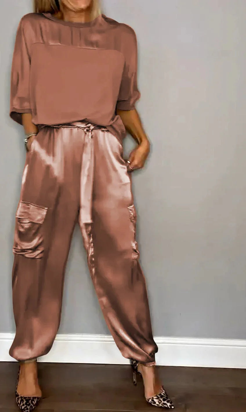 Women's Satin Utility Lounge Set - Effortless Luxury