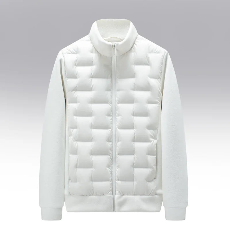 Men's Quilted Jacket – Fleece-Sleeve Insulated Hybrid Layer