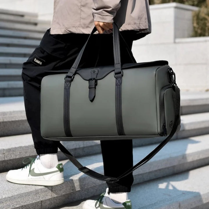 Men's Leather Trim Weekender Duffle - Travel Holdall Bag