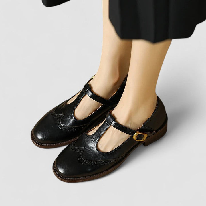 Women's Leather T-Strap Mary Jane Shoes - Classic & Comfortable