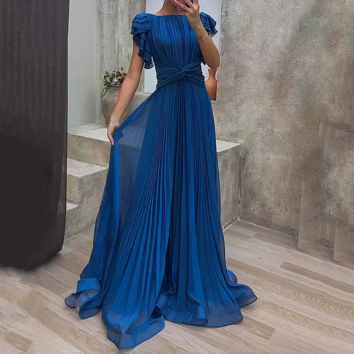 Women's Pleated Evening Dress - Elegant Formal Wear