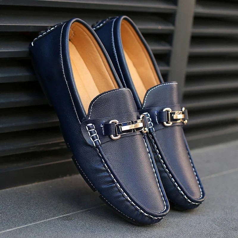 Men's Leather Loafers – Cushioned Slip-On for Work and Weekend